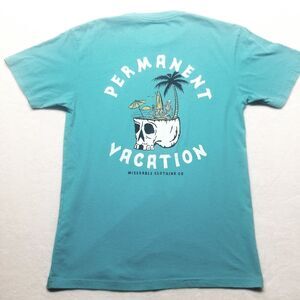 Miserable Clothing Co Adult Medium T Shirt Permanent Vacation Teal Skull Edgy
